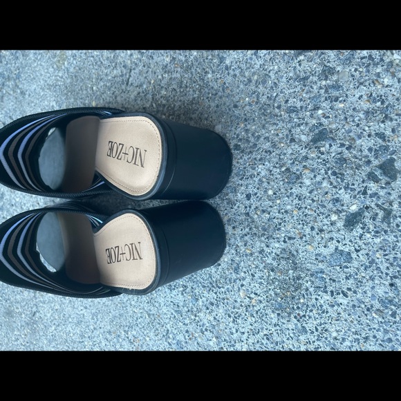 NIC + ZOE BLACK WHITE BEIGE STRIPE SHOES SANDALS MULES HEELS SZ 8.5 worn once - Picture 5 of 6